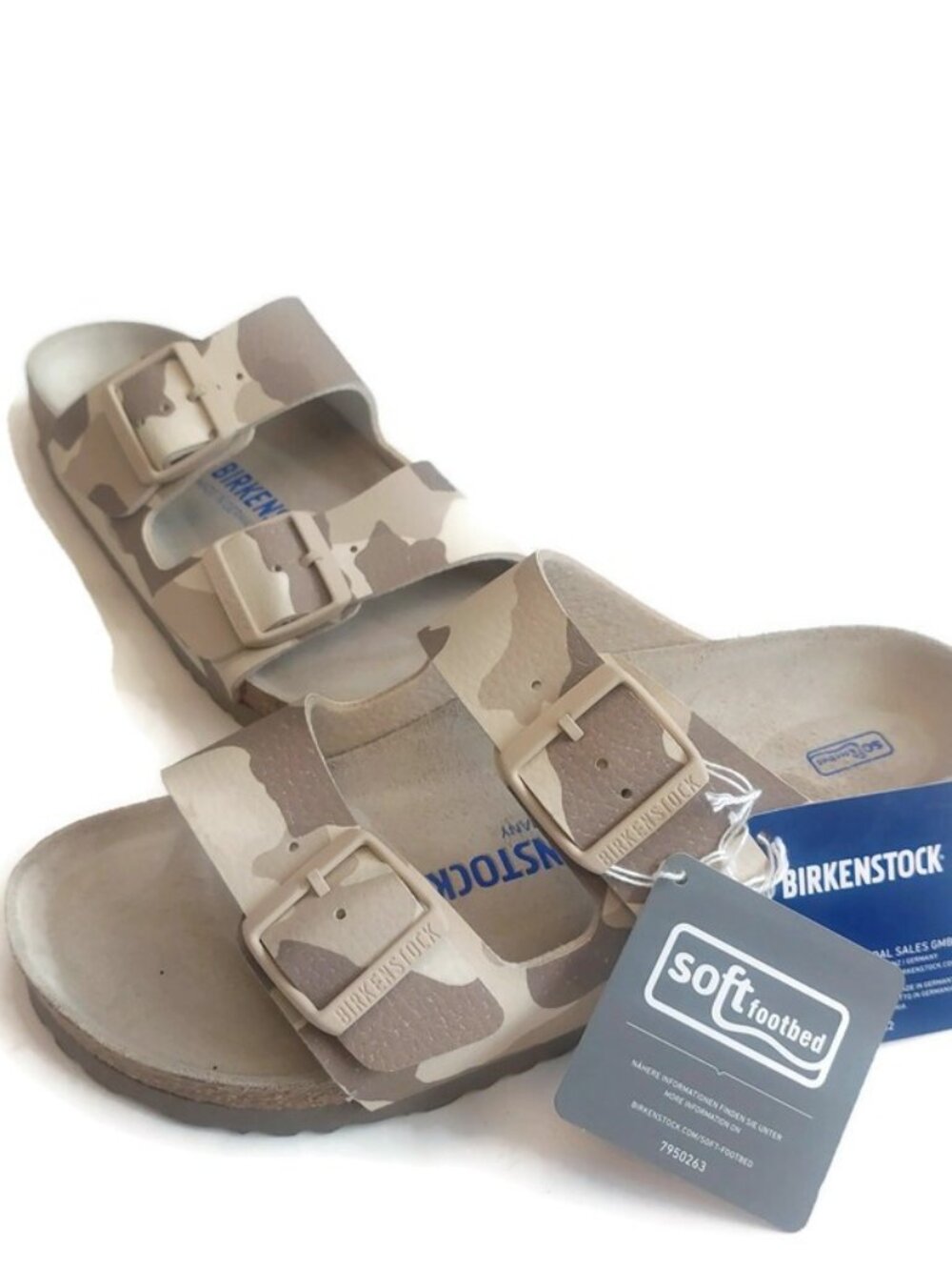 Birkenstock Womens Size 7 Arizona Birko-Flor Sandals Desert Soil Gray Taupe Camo - Picture 5 of 9